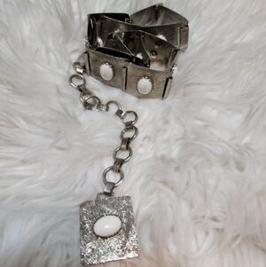 Vintage 80s white cabochon belt‎ S/M